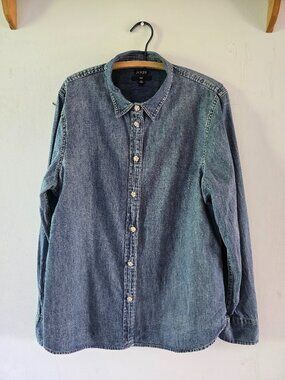 Vintage J Crew Denim Shirt with Rhinestone buttons Size 14 Slim Fit